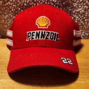 Penske Racing Nascar Joey Logano Pennzoil Trucker Velcroback Hat - New